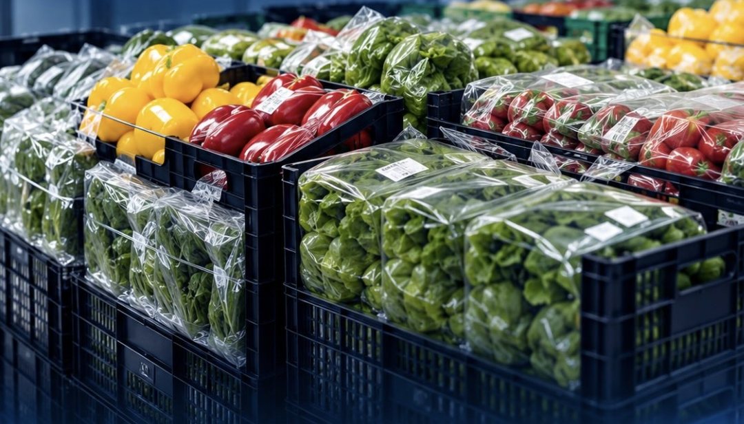 Hortaliças e verduras embaladas em caixas